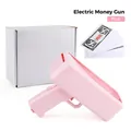 Pink electric money gun toy with prop bills and packaging box for party events - Pink / Pink Money Gun + 100 Notes