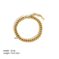 Golden stainless steel Cuban link bracelet, 8mm width with 18K gold plated finish - Wider Gold Cuban Link Style (YYB023007)