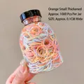 Jar of 1000 pieces of macaron-colored thick small elastic hair ties in a clear plastic container - 1# Orange Small Thickened (1000pcs Jar)