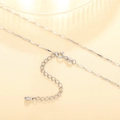 Detail of silver twisted flat chain with spring clasp and waterdrop pendant charm - XL1192 Melon Seed Chain
