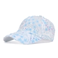 Casquette de baseball en mesh bleu clair avec fleurs 3D et paillettes scintillantes - Bleu