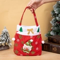 Christmas snowman gift bag with 3D doll decoration and white plush trim for holiday party - Red Snowman Style