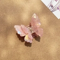 Pearlescent pink butterfly hair claw clip with 3D wings and golden spring mechanism - Pointed Wing Iridescent Pink