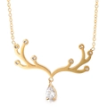 Elegante collana dorata con corna di renna, zircone a goccia e dettagli brillanti - Oro (KN112222-GC)