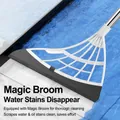 Scopa magica multifunzionale con tergivetro in silicone grigio e manico lungo in acciaio - Z-344 [scopa E Paletta + Spazzola Per Pavimenti] Tecnologia Nera Singola