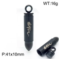 Black stainless steel bullet necklace with silver dragon pattern and hollow capsule design - Black Dragon Pattern Relief Bullet Style (KP78893-K)