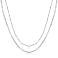 Collana vintage a doppio strato in acciaio al titanio per uomo e donna color argento - Lunghezza della catena 45+5cm / Argento