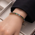 Rainbow rectangle zircon gold tennis bracelet with colorful stones for women - Multicolor 5*4 Rectangle