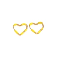 Minimalist golden hoop earrings with yellow heart-shaped resin detail for summer - Yellow