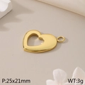Golden hollow heart stainless steel pendant DIY jewelry accessory size 25x21mm - Simple Heart Hollow Out Pendant (KLJ140-Z)