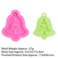 Pink and green bell silicone molds with Christmas tree relief for epoxy resin crafts - Style 3-Xmas Tree Bell / Pink