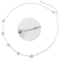 18K gold plated flower pearl necklace featuring five floral pendants and adjustable chain - Silver