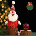 Christmas Santa knit candy bag with reindeer pattern and star hat 28x20cm gift pouch - Santa Claus with Gift Bag