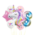 Set de ballons licorne avec chiffre 8 arc-en-ciel en aluminium et ballons en latex - Style Numéro 8