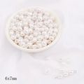 6x7mm weiße ovale ABS-Perlen mit glattem Glanz für DIY-Schmuck und Bastelarbeiten - Stil 25 Turmperle 6x7mm Weiß 20 Stk./Packung