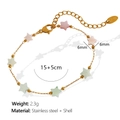 Golden star shell bracelet with pink and green accents, 15+5cm adjustable chain length - Multicolor Shell Star Gold Bracelet (SL70 Multicolor Shell Gold Bracelet)
