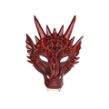 Deep red dragon mask with realistic scale textures and horns for Halloween cosplay - One Size / Red
