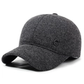 Dunkelgraue Herren Winter Schirmmütze aus Wollmischung mit Ohrenschutz und FS Logo - Verstellbar / Grau