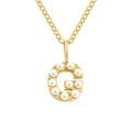 Elegante collana in acciaio inossidabile dorato con ciondolo lettera G con perle - Lettera G - Oro