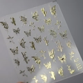 Golden butterfly and bamboo nail art stickers TL-113 with embossed metallic texture - Gold Embossed Butterfly Style (TL-113)