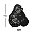 Embroidered gorilla fitness patch in black and white measuring 9cm by 8cm on white background - V01765-8 Fitness Series (gorilla Single Arm Irregular)