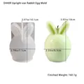Detailed silicone mold dimensions for Easter bunny egg candle making and plaster crafts - D4409-Standing Ear Rabbit Egg Mold