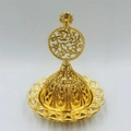 Brûleur d'encens arabe doré avec design en métal creux et décor de palmier - Palmier B