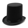 Classic black felt top hat with elegant satin band for gentlemen and performers - 16cm Height - Black