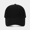 Macro view of a black cotton twill baseball cap showing six-panel stitch construction - Adjustable / Black
