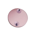 Close-up of pink round makeup mirror base with dual suction cups on white background - 10X Magnifying Mirror (Bagged) / Rose Gold