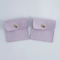 Mini helllila Mikrofaser Samt Schmuckbeutel mit Druckknopf für Ring Halskette 2Stk - 8x8cm / Hellviolett