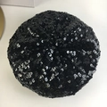 Fashionable black sequin beret hat for women featuring shimmering glitter details - Black