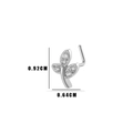 Silver leaf nose stud with three clear zircons and L-shape bar, 0.92cm height - 5# Leaf Style / Silver
