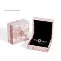Joyero de terciopelo rosa con relieve vintage y forro negro para anillos y collares - Caja de pulsera de diamante / Rosa