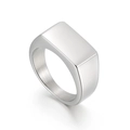Anello a sigillo minimalista in acciaio inossidabile argento con piano rettangolare - US 6 / Color Acciaio