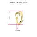 Detail showing 1.45g weight and 17.1mm diameter for star and moon open ring - Gold (18K Gold Plated/White Zirconia)