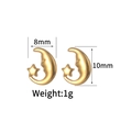 Minimalist 18K gold plated stainless steel star and moon stud earrings for women - Gold Moon Star