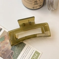 Matte dark green large rectangular hollow shark hair clip for women with thick hair - 8.5cm / Dark Green