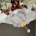Elegant beaded bracelet with pink crystal beads and colorful accents on a mirror surface - S069-explosive Orange Pink Pendant Bead Bracelet #sz554