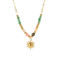 Collana placcata oro 18K con perline colorate e ciondolo a forma di sole vintage - Oro con perline multicolore