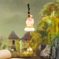 Pink Buddha hand car ornament with white cloud, gold bell and dark beaded string - 1223-4 Lotus Hanging