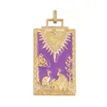 Golden tarot pendant with purple enamel, angel motifs, and zircon inlays for DIY jewelry - M070392-Lavender