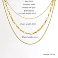 Collana a tre strati in acciaio inossidabile placcato oro 18k con diverse catene eleganti - Oro 18K / Oro