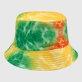 Cappello da pescatore tie-dye giallo e verde con tesa larga e cuciture rinforzate - M (56-58cm) / Tie-Dye Ondulazione Giallo Verde Arancio (27)