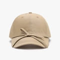 Beige quick-dry baseball cap for women with elegant bow ribbon detail on brim - Khaki / Adjustable