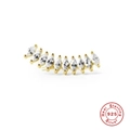 S925 sterling silver gold-plated ear cuff with marquise-cut marquise stones in a curved design - Single Piece Gold