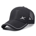 Gorra de béisbol de malla negra para hombre con borde reflectante y transpirable - Ajustable / Negro