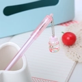 Pink cute neutral pen featuring a mini glass bottle pendant with heart sequins - Pink Drifting Bottle