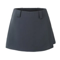 High-waisted charcoal grey A-line mini skirt for women with simple minimalist design - S / Gray
