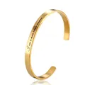 6mm gold-finished stainless steel C-shaped cuff bracelet with engraved quote - Gold G2988-I am a man like a woman